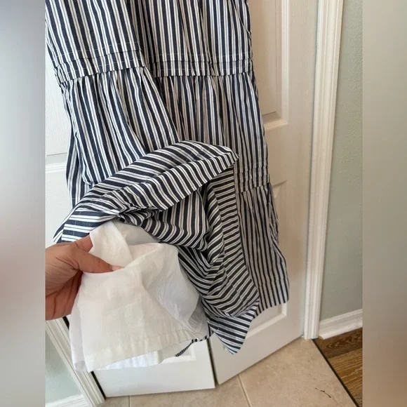 Quince 100% Organic Cotton Polin Tiered Maxi Dress / Hudson Stripe/S nwot - Picture 9 of 12